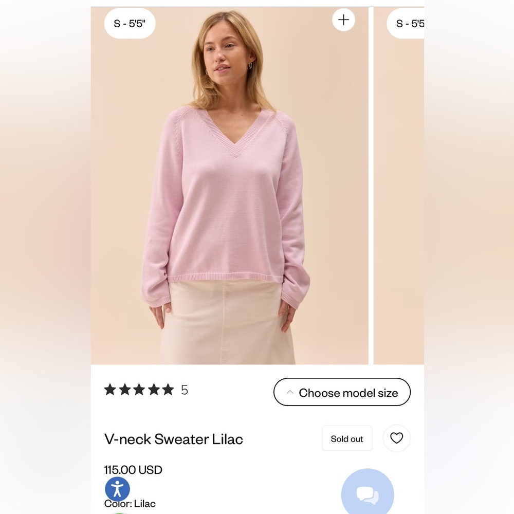 Djerf Avenue Soft Pink V-Neck Sweater - Picture 2 of 3